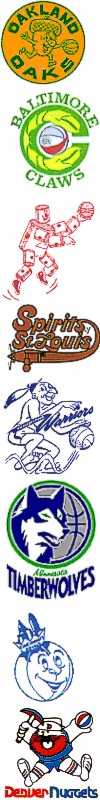 Oakland, Baltimore, Fort Wayne, St. Louis, Philadelphia, Minnesota, Cincinnati and Denver Logos